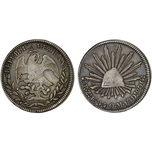 MEXICO: Republic, AR 8 reales (26.92g), Zacatecas, 1844-Zs, VF