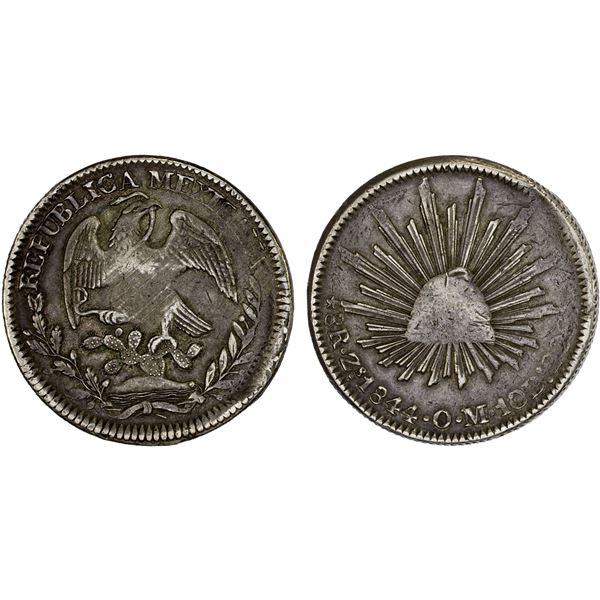 MEXICO: Republic, AR 8 reales (26.84g), Zacatecas, 1844-Zs, VF