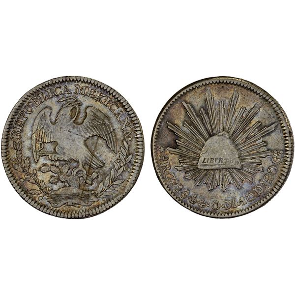 MEXICO: Republic, AR 8 reales (26.67g), Zacatecas, 1844-Zs, Choice VF