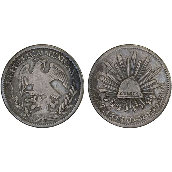 MEXICO: Republic, AR 8 reales (26.37g), Zacatecas, 1844-Zs, Fine
