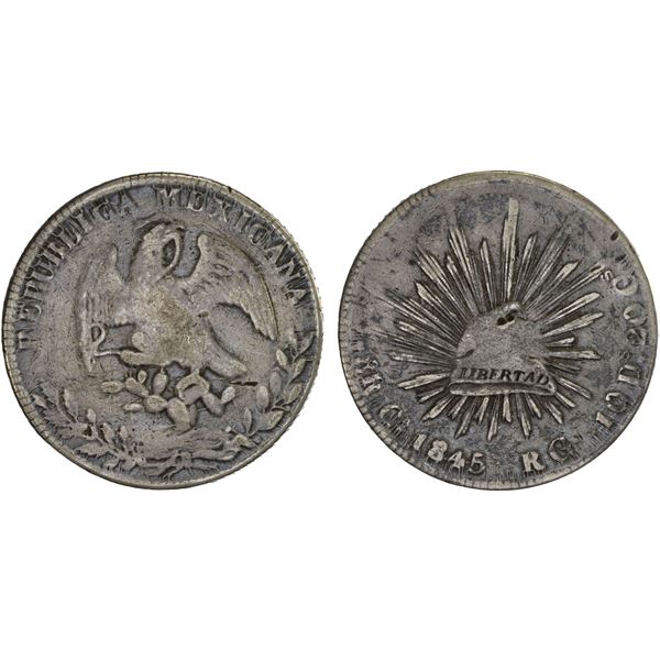 MEXICO: Republic, AR 8 reales (28.44g), Chihuahua, 1845-Ca, Fine