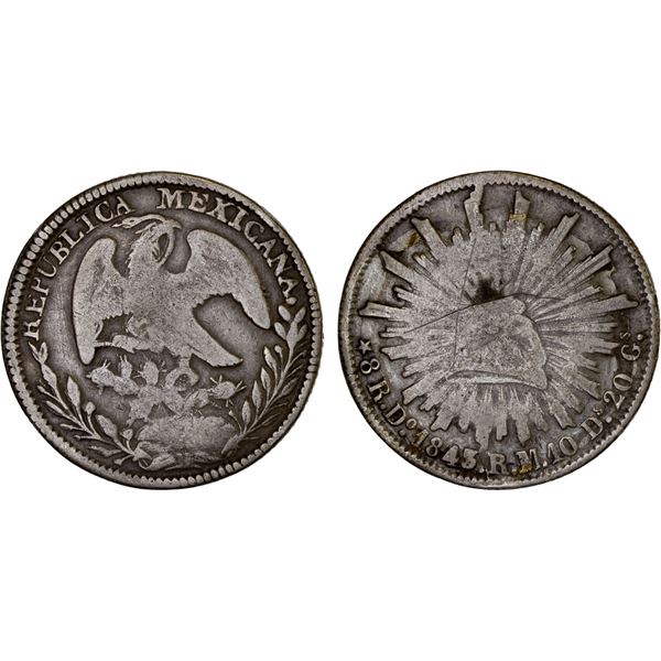 MEXICO: Republic, AR 8 reales (26.65g), Durango, 1845/35-Do, Fine
