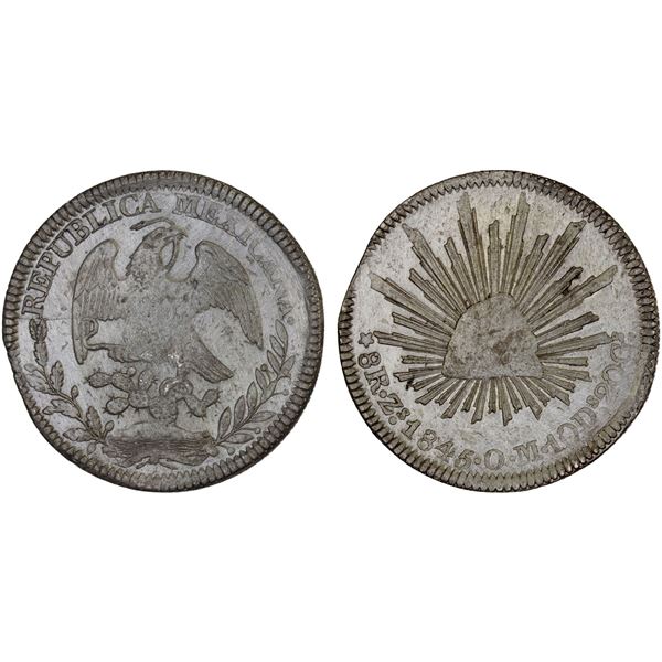 MEXICO: Republic, AR 8 reales (26.55g), Zacatecas, 1845-Zs, XF