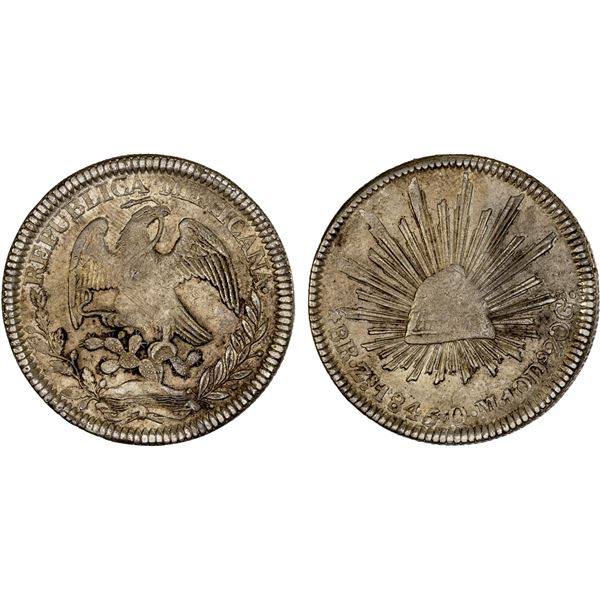 MEXICO: Republic, AR 8 reales (27.19g), Zacatecas, 1845-Zs, XF