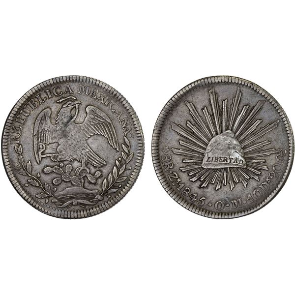 MEXICO: Republic, AR 8 reales (26.78g), Zacatecas, 1845-Zs, VF