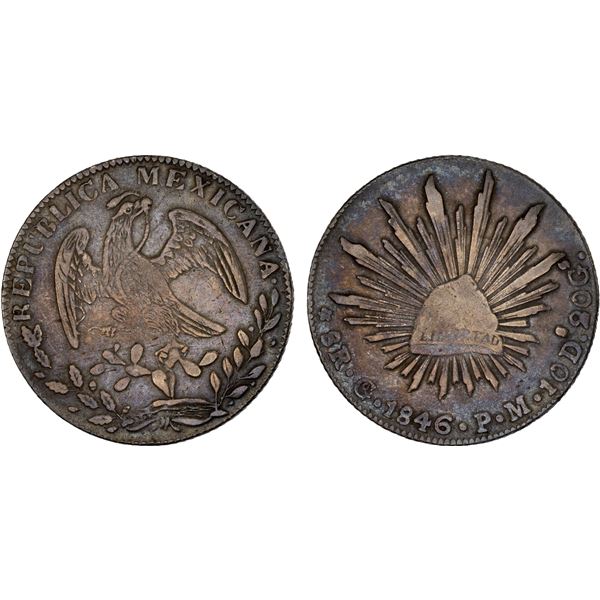 MEXICO: Republic, AR 8 reales (26.84g), Guanajuato, 1846-Go, F-VF