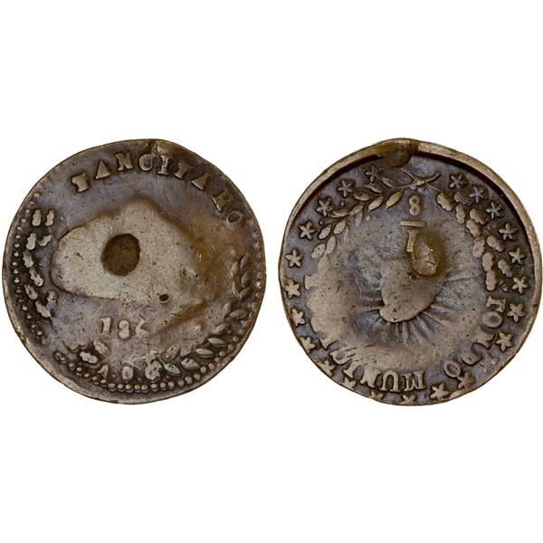 MEXICO: Michoacán, Tancítaro, AE 1/8 real, 186(1), Fine