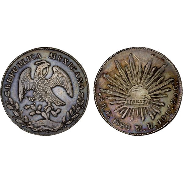 MEXICO: Republic, AR 8 reales (26.99g), San Luis Potosi, 1882-Pi, XF