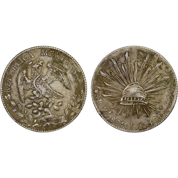 MEXICO: Republic, AR 8 reales, 1886-Zs, VF-XF
