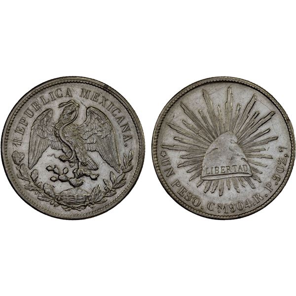 MEXICO: Republic, AR peso, 1904-Cn, XF