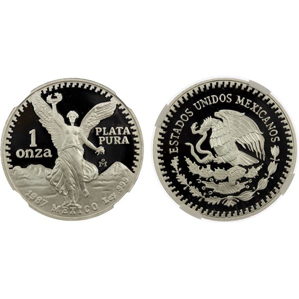 MEXICO: Estados Unidos, AR onza, 1987-Mo, NGC Proof 69 Ultra Cameo