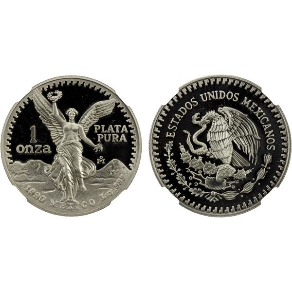 MEXICO: Estados Unidos, AR onza, 1990-Mo, NGC Proof 69 Ultra Cameo