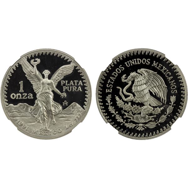 MEXICO: Estados Unidos, AR onza, 1991-Mo, NGC Proof 69 Ultra Cameo