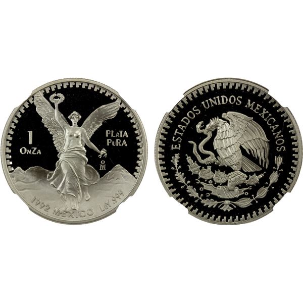 MEXICO: Estados Unidos, AR onza, 1992-Mo, NGC Proof 69 Ultra Cameo