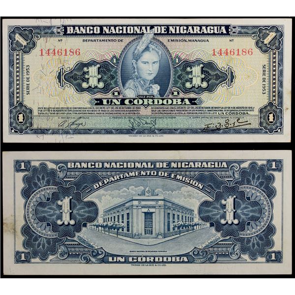 NICARAGUA: Republic, 1 cordoba, 1953, Choice UNC