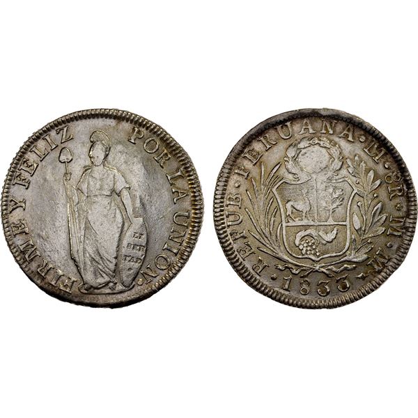 PERU: Republic, AR 8 reales, 1833, XF