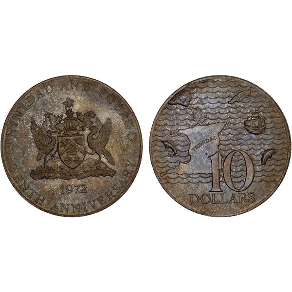 TRINIDAD & TOBAGO: AR 10 dollars, 1972, Unc