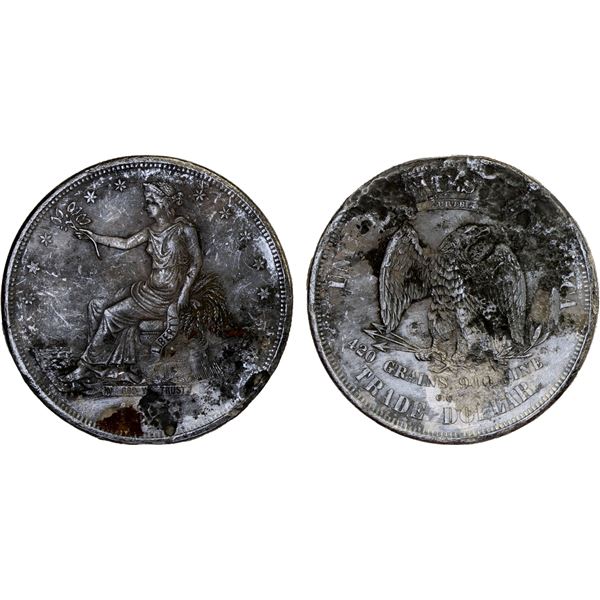 UNITED STATES:  AR trade dollar, DM, Fine