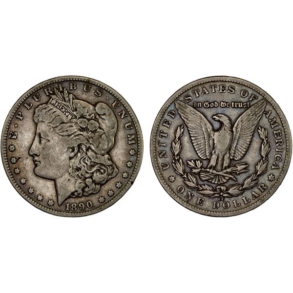 UNITED STATES: AR dollar, 1890-CC, F-VF
