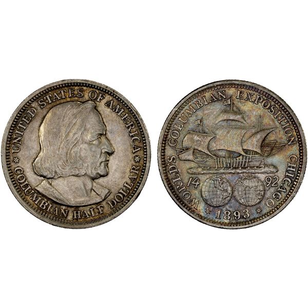 UNITED STATES:  AR 50 cents, 1893, AU