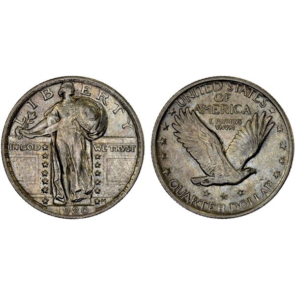 UNITED STATES:  AR 25 cents, 1920, AU