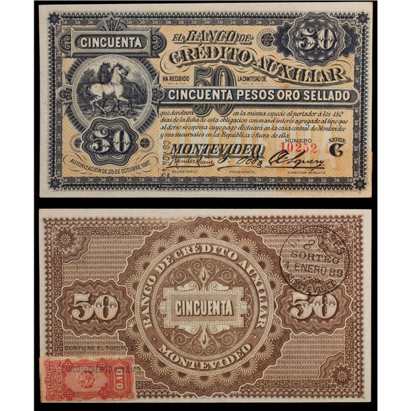 URUGUAY: Republic, 50 pesos, L.1887, XF