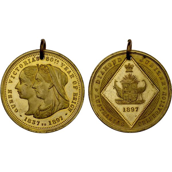 AUSTRALIA: Victoria, 1837-1901, AE medal (12.46g), 1897, Choice UNC