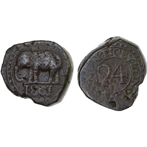 CEYLON: George III, 1760-1820, AE 1/24 rixdollar (26.77g), 1801, F-VF