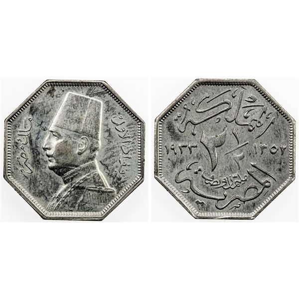 EGYPT (KINDGOM): Fuad I, as King, 1922-1936, 2½ milliemes, 1933/AH1352, Unc