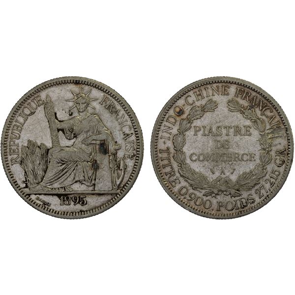 FRENCH INDOCHINA: AR piastre, 1895-A, VF