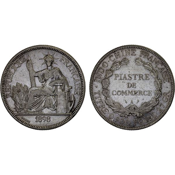 FRENCH INDOCHINA: AR piastre, 1898-A, VF