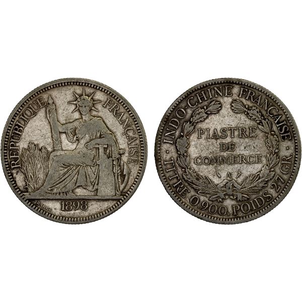 FRENCH INDOCHINA: AR piastre, 1898-A, F-VF