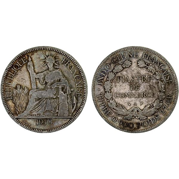 FRENCH INDOCHINA: AR piastre, 1910-A, Fine