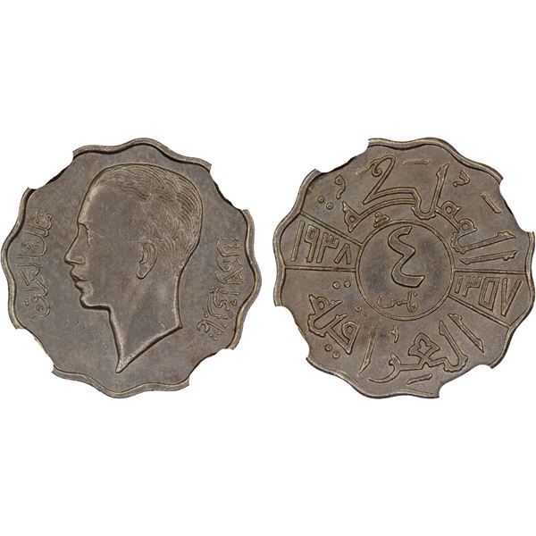IRAQ: Ghazi I, 1933-1939, 4 fils, Bombay, 1938/AH1357-I, NGC AU58