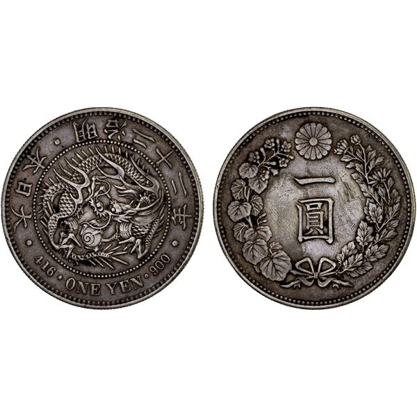 JAPAN: Meiji, 1868-1912, AR yen, year 22 (1889), Fine