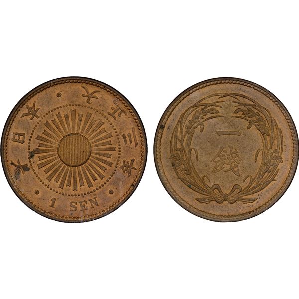 JAPAN: Taisho, 1912-1926, AE sen, year 3 (1914), NGC MS64 RB