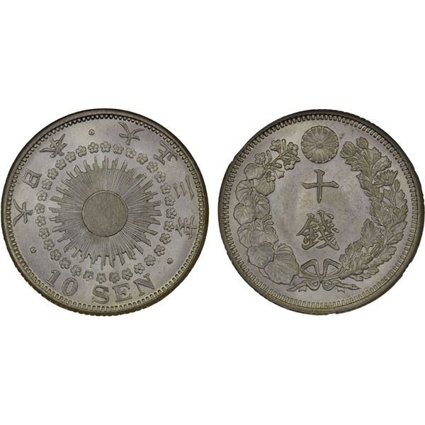 JAPAN: Taisho, 1912-1926, AR 10 sen, year 3 (1914), NGC MS67