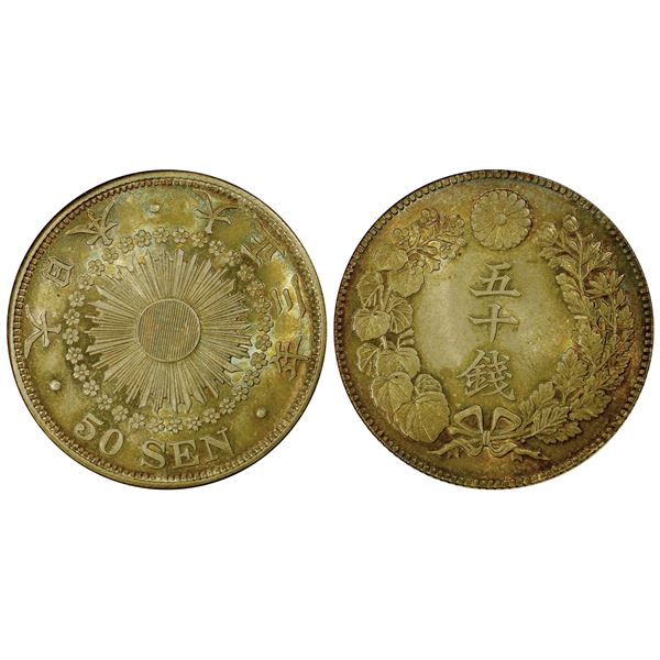 JAPAN: Taisho, 1912-1926, AR 50 sen, year 3 (1914), PCGS MS66