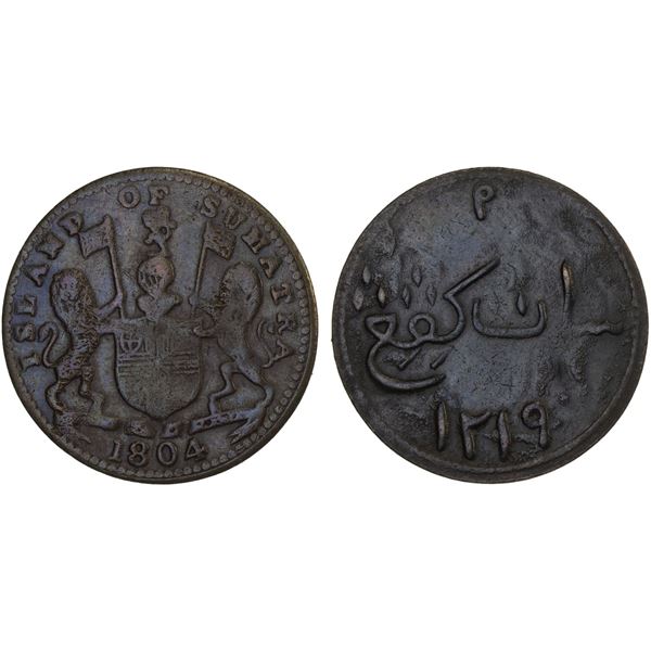 NETHERLANDS EAST INDIES: Singapore Merchant's Tokens, AE keping, Sumatra, 1804/AH1219, VF