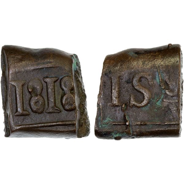 NETHERLANDS EAST INDIES: Willem I, 1815-1840, AE stuiver (13.38g), 1818, Choice VF