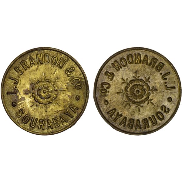 NETHERLANDS EAST INDIES: brass token, ca. late 19th century, Choice AU