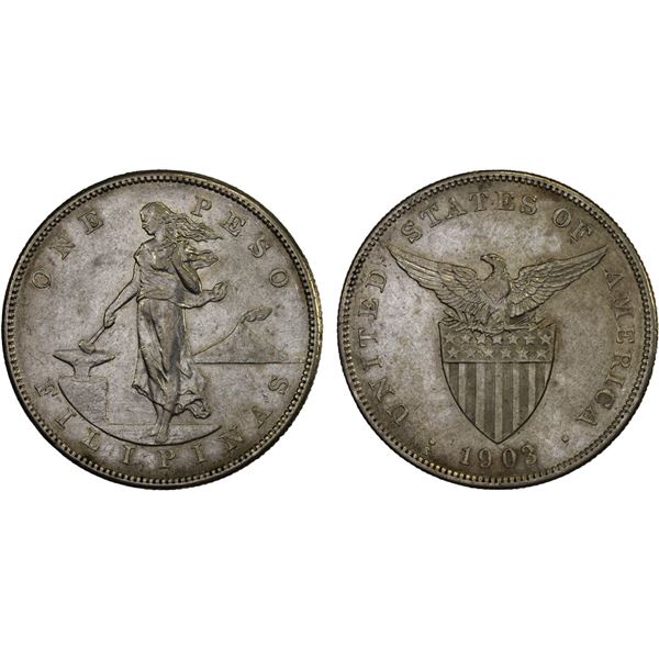 PHILIPPINES: U.S. Territory, AR peso, 1903-S, XF