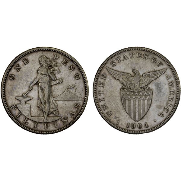 PHILIPPINES: U.S. Territory, AR peso, 1904-S, XF