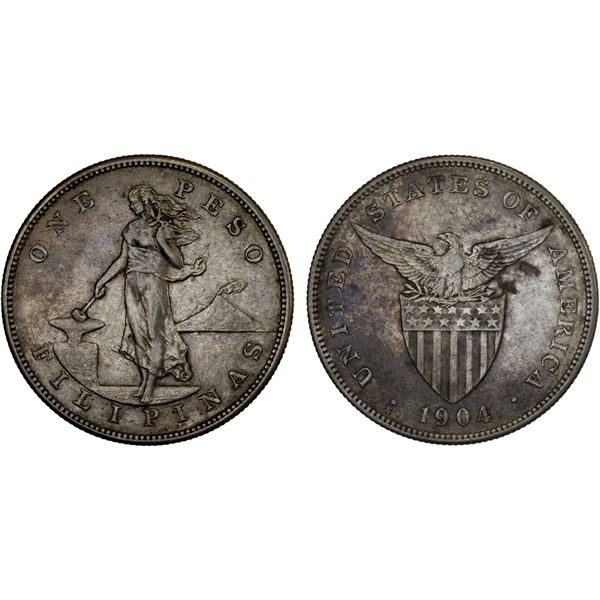 PHILIPPINES: U.S. Territory, AR peso, 1904-S, XF