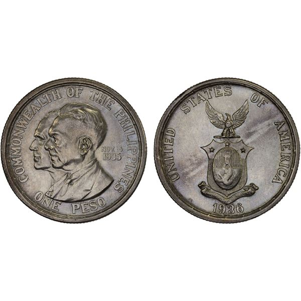 PHILIPPINES: U.S. Territory, AR peso, 1936, Choice AU