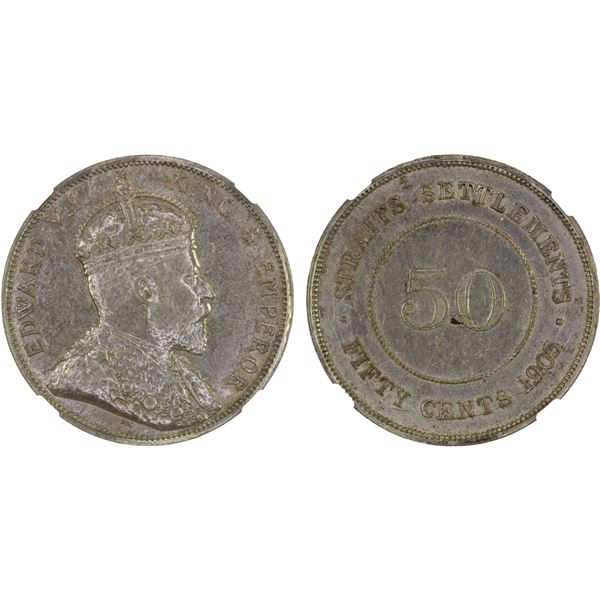 STRAITS SETTLEMENTS: Edward VII, 1901-1910, AR 50 cents, 1903, NGC AU details