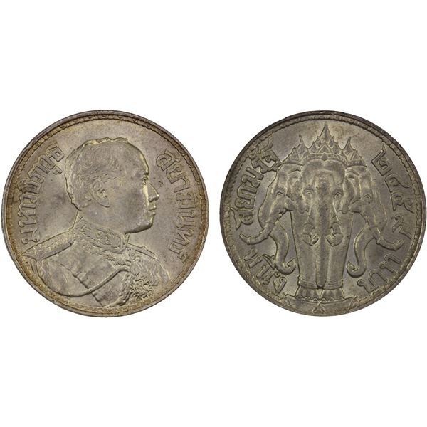 THAILAND: Rama VI, 1910-1925, AR baht, BE2459 (1916), NGC MS63