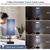 Image 2 : Touch Bedside Table Lamp; Dimmable w/ USB C+A Charging Base; LED Bulb Included (Navy Blue) New
