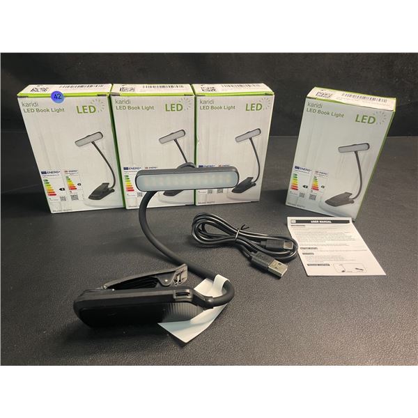 Lot of 4 LED Clamp-On Lights/Book Lights - Great for Reading, Crafts, Hobby Work, etc. - New