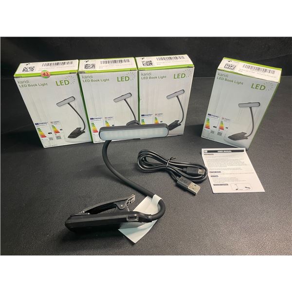 Lot of 4 LED Clamp-On Lights/Book Lights - Great for Reading, Crafts, Hobby Work, etc. - New
